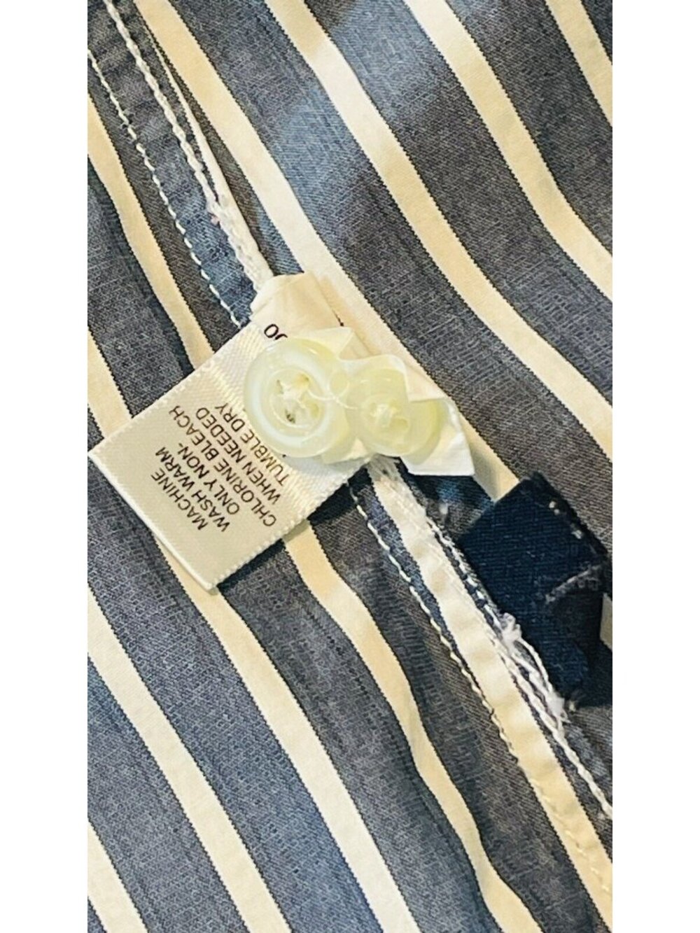 Banana Republic Classic Fit Button Down Shirt Medium Blue Strip Crisp Cotton - Picture 7 of 14